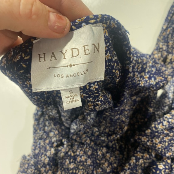 Hayden Los Angels Blue Floral Fairy Cottage Core Front Slit Long Sleeve Dress S - Picture 10 of 11